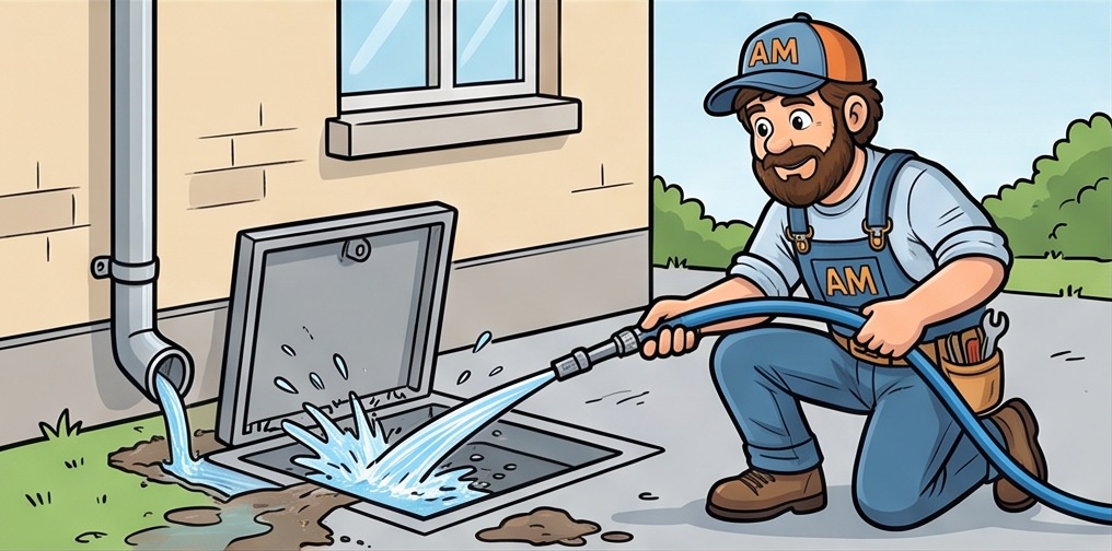 Mascotte AM Assistance : curage de canalisation