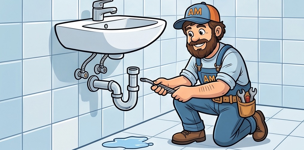 Mascotte AM Assistance : débouchage de lavabo