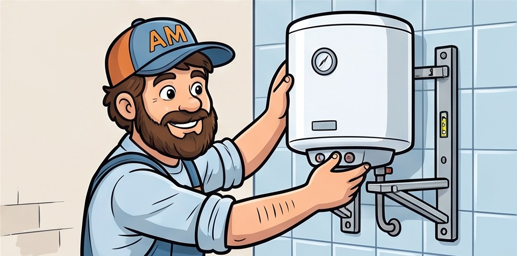 Mascotte AM Assistance : installation de chauffe-eau