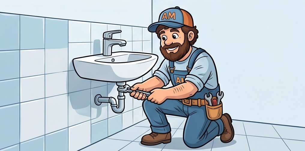 Mascotte AM Assistance : installation de lavabo