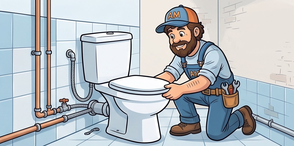 Mascotte AM Assistance : installation de wc