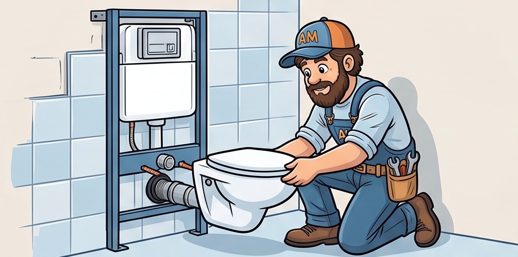 Mascotte AM Assistance : installation de wc suspendu